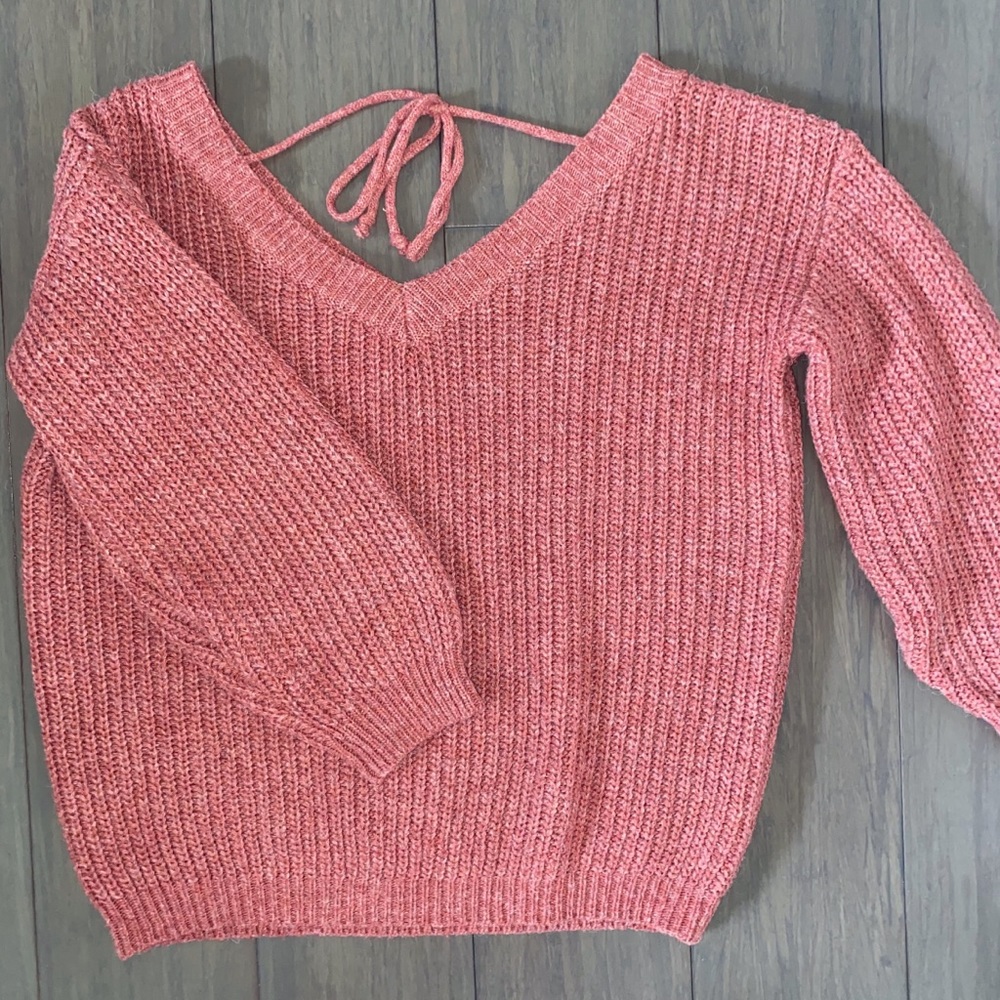 coral knit sweater